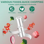 250ML Electric Garlic Chopper, Mini Portable Vegetable Chopper, Food Processor with USB Charging for Onion, Garlic, Chili, Ginger, Veggie