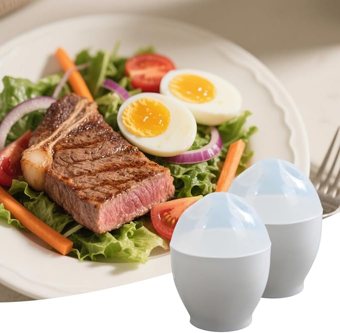 2 Pcs Microwave Egg Cookers, Egg Shaped Function Egg Boiler Cooks with Lid for Home Poached Breakfast