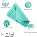 Silicone Dish Drying Mat for Multiple Usage,Easy clean,Eco-friendly,Heat-resistant Silicone Mat for Kitchen Counter or Sink,Refrigerator or Drawer Liner Mint 2XL 24 inches x 18 inches