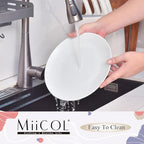 Miicol Ceramic Dinner Plates Set of 4, Large Salad Plate 10.5 inch, White Flat Dish, Porcelain Serving Dishes for Pasta, Steak, Dessert, Microwave and Dishwasher Safe, Scratch Resistant