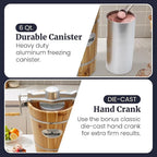 Elite Gourmet Old Fashioned 6 Quart Vintage Appalachian Wood Bucket Electric Ice Cream Maker Machine, *Bonus Classic Die-Cast Hand Crank for Churning, Uses Ice and Rock Salt Churns Ice Cream in Minute