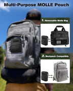 Tactical Lunch Box for Men - 15L Large Heavy Duty Insulated Lunch Bag for Adults Waterproof Construction Cooler Lunchbox for Work with Detachable MOLLE Bags (Black, 15L)