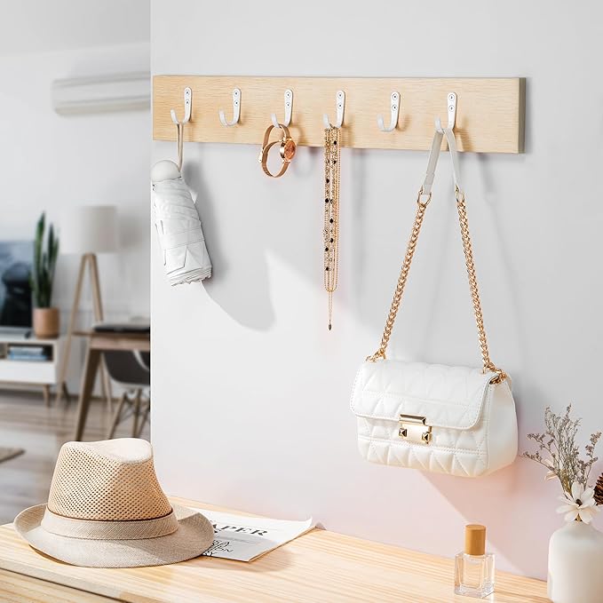 15Pcs Wall Hooks for Bathroom, Kitchen, Closet, and Garage - White Metal Hooks for Hanging Coats, Towels, Hats, Keys, Bags, and Coffee Cups - Holds Up to 40 lbs