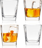 TRUE Square Rocks Glass, Old Fashioned Whiskey Glasses, Superb Drinking Cups for Cocktail Party, Home Bar, Bartender Accessories, Set of 4, 10 oz