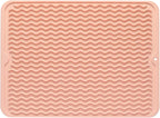 Silicone Dish Drying Mat for Multiple Usage,Easy clean,Eco-friendly,Heat-resistant Silicone Mat for Kitchen Counter or Sink,Refrigerator or drawer liner Pink L 16 inches x 12 inches