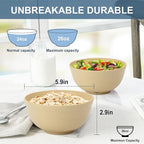 Wheat Straw Bowl, 26 OZ Cereal Bowls Set of 6, Unbreakable Plastic Bowls Reusable, Dishwasher and Microwave Safe Bowls for Kitchen, Camping, Serving Bowl for Soup, Cereal, Salad (Beige)