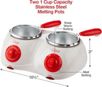 Dual Electric Chocolate Melting Pot Set - XMAS Candy Bar Making or Fondue Fountain Kit w/ 30 Bonus Accessories - Dip, Drizzle & Decorate Strawberries, Marshmallows - Holiday Party Appetizers Desserts