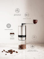 Manual Coffee Bean Grinder | 6 Coarseness Settings | Espresso, Cold Brew, French Press, Drip, | Burr Hand Mill | Home, Portable, Camping, Travel