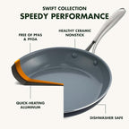 GreenPan Swift Healthy Ceramic Nonstick, 10" Frying Pan Skillet, Stainless Steel Handle, PFAS-Free, Dishwasher Safe, Oven Safe, Black