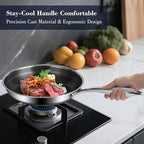 8 Inch Hybrid Non Stick Frying Pan Set Skillet Stainless Steel Skillet Chef's Pan with Matching Lid, PFOA-Free Non-Toxic Cookware, Dishwasher & Oven Safe, Induction Compatible All Cooktop