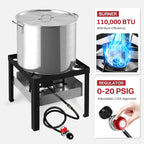 50QT Crawfish Boiler | Seafood Boiling Kit | Dustproof Cover & 12" Skimmer Included | 110,000BTU Propane Jet Burner | 0-20 PSI CSA Certified Regulator | Crab Boil Pot for Outdoor Backyard Cooking