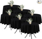 Fitable 6 Pack Black Round Table Clothes - 70 Inches in Diameter - Stain Resistant and Washable Tablecloths, Polyester Fabric Table Covers for Wedding, Party, Banquet, Gathering