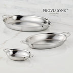 Hestan Provisions - Large Oval Roaster/au Gratin Dish, 5.5 Quart Clad Stainless Steel (17.5 x 14")