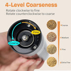 Electric Pepper Grinder and Salt Mill Set - Dual Pack Rechargeable with Storage Base, Adjustable Coarseness, Type-C Charging, Each 40ml Capacity for Kitchen, Travel & Gift