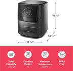 Frigidaire 5-in-1 Air Fryer Combo Oven with Viewing Window, Large 12.6 QT Capacity, Digital Display, 5 Cooking Modes, 7 Recipe Presets, Automatic Shake Reminder, PFAS-Free Cooking Surfaces, Black