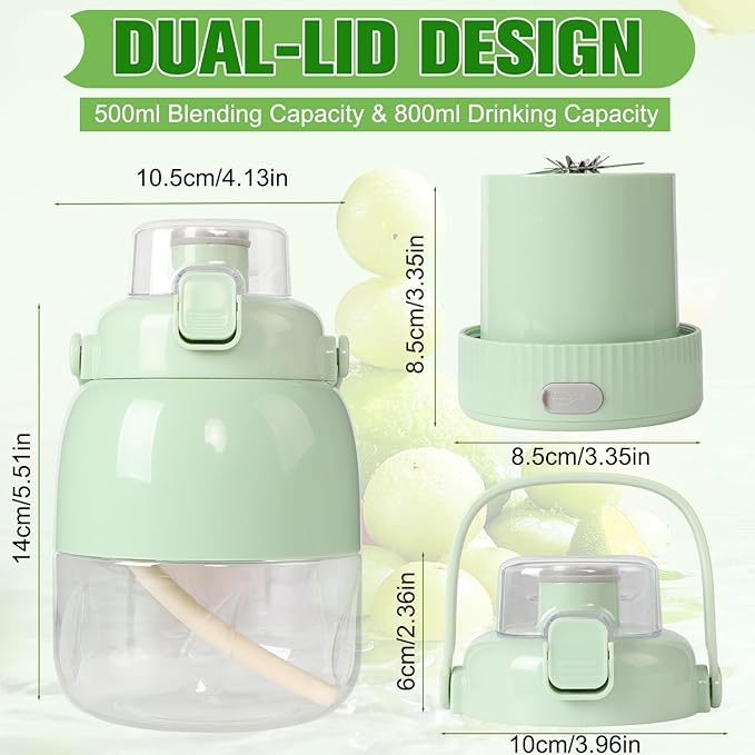 Portable Blender for Smoothies, Personal Size Juicer Blender for Small Fruit, Electric Citrus Juicer On The Go, with 27oz Cup & Straw, Quick Juicing, Easy to Use