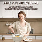 Colanders, 4-1 Colander with Mixing Bowls Set, Strainers for Kitchen, Food Strainers with Grater, Kitchen Gadgets Strainer Basket for Draining Pasta, Vegetable, Fruit & Veggie Washerl,Beige
