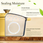 Overmont Enameled Cast Iron Dutch Oven - 5.5QT Pot with Lid Cookbook & Cotton Potholders - Heavy-Duty Cookware for Braising, Stews, Roasting, Bread Baking Goose Yellow