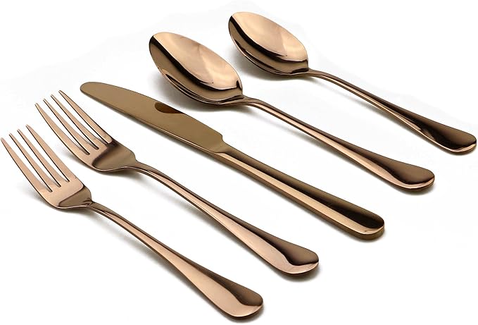 30-Piece 18/0 Stainless Steel Classical Flatware Set, Mirror Polishing Rose Gold, Service for 6