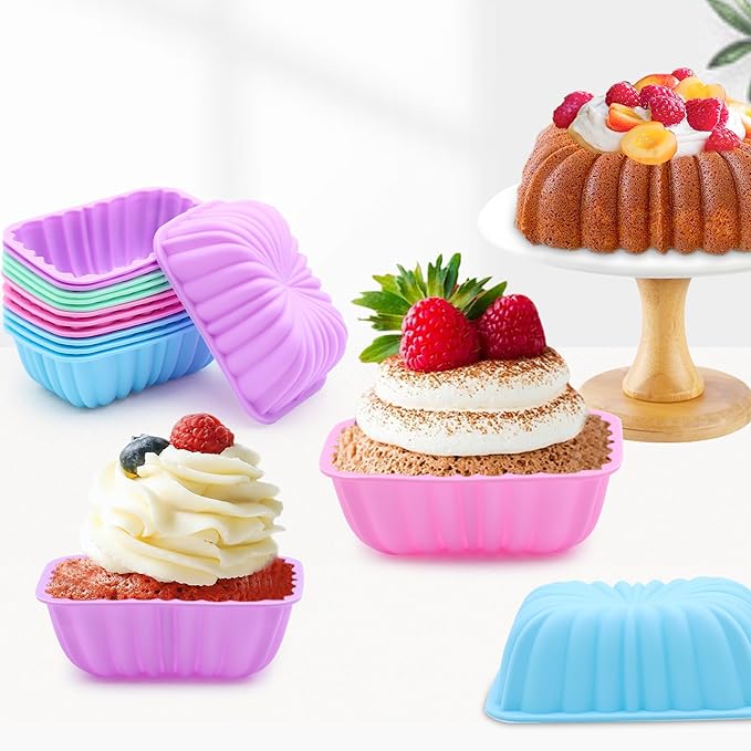 Tongjude 45 Pieces Silicone Loaf Pan for Baking Bread, 6 Cups Silicone Baking Pans Set, Fluted Cupcake, Non-Stick Kitchen Oven Baking Pans, with Measuring Cups and Spoons Set, Grey