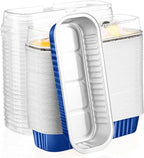 EUSOAR Dessert Cups with Lids, 100pcs 6.8oz Aluminum Foil Mini Loaf Cake Pan Tin with Lids, Disposable Baking Cups Ramekins Creme Brulee Hoder Containers for Birthday Wedding Party -Royal Blue