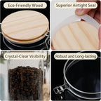 Glass Storage Jars Set Elegant Containers with Airtight Bamboo Lids, Perfect for Kitchen Organization - Flour, Rice, Pasta, Sugar, Coffee Beans, Accessories Included (Coffee Jar x 2)