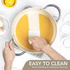 MICHELANGELO Stock Pot with Lid, 6 Quart Soup Pot with Lid for Cooking, Non Stick Ceramic Coating, Stainless Steel Handle, Induction Compatible, Cream