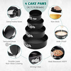 Cake Pan Set for Baking, Non-Stick Springform Pans Set of 4 (4, 7, 9 10 inch), Round Cheesecake Pan, Leak-Proof Cake Pans with Removable Bottom(Heart-4 Pcs)