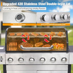 CIG GARDEN 6 Burner Propane Gas Grill With Side Burner,3 in 1 Gas BBQ Grill,73000 BTU Outdoor Barbecue Propane Griddle Grill combo for Camping, Patio, Backyard