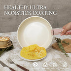 Ceramic Cookware Set Non Stick 8Pcs Pots and Pans Set Detachable Handle Induction Kitchen Cooking Set with Frying Pans Oven Dishwasher Safe, PFAS/PFOA Free, Pink