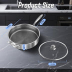 Frying Pans Nonstick wih Lid, Non Stick Tri-Ply Stainless Steel Saute Pan, 8 Quarts Large Sauté Pan, 13.5 Inch Induction Cooking Pan, Dishwasher and Oven Safe, PFOA Free