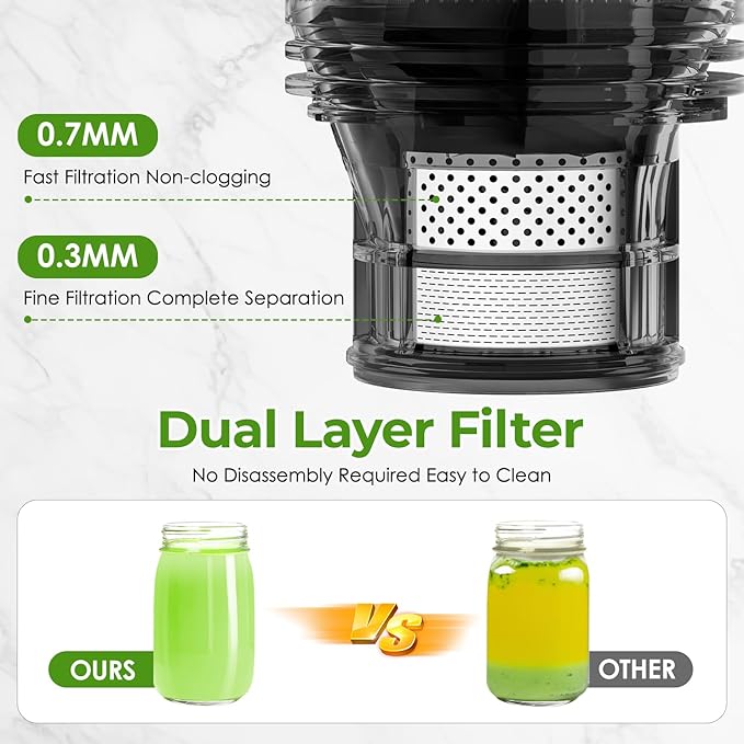 Cold Press Juicer, 5.3" Wide Feed Chute Juice Extractor Machine with 400W, High Juice Yield, Slow Masticating Juicer for Whole Vegetables & Fruits, Stainless Steel