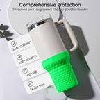 Silicone Boot for Stanley, Tall Rubber Protector Sleeve Accessories for Stanley Quencher H2.0 FlowState Tumbler 20oz/30oz/Stanley Adventure Quencher Tumbler 24oz (Neon Green)