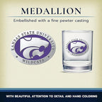 Heritage Pewter Kansas State University Wildcats Double Old Fashion | Double Rocks Glass 14 OZ for Liquor | Expertly Crafted Pewter Glass