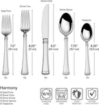 Mikasa Harmony 65-Piece Flatware Set for 12, 18/10 Stainless Steel Silverware with Forks, Knives, Spoons, and Serving Utensils, Elegant Design