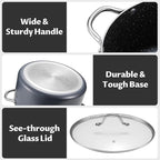 BEZIA 10 Quart Cooking Pot, Large Non Stick Induction Stock Pot with Lid, All Stove Compatible, 10 QT Aluminum Soup/Stew Pot For Large-batch Cooking, Grey