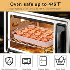 9x13 Baking Pan, Rectangle Cake Pan Nonstick, Bakeware Baking Pans for Oven, Easy Clean, Carbon Steel Cake Pan for Lasagna Brownies Casseroles Cakes Pan, Rose Gold