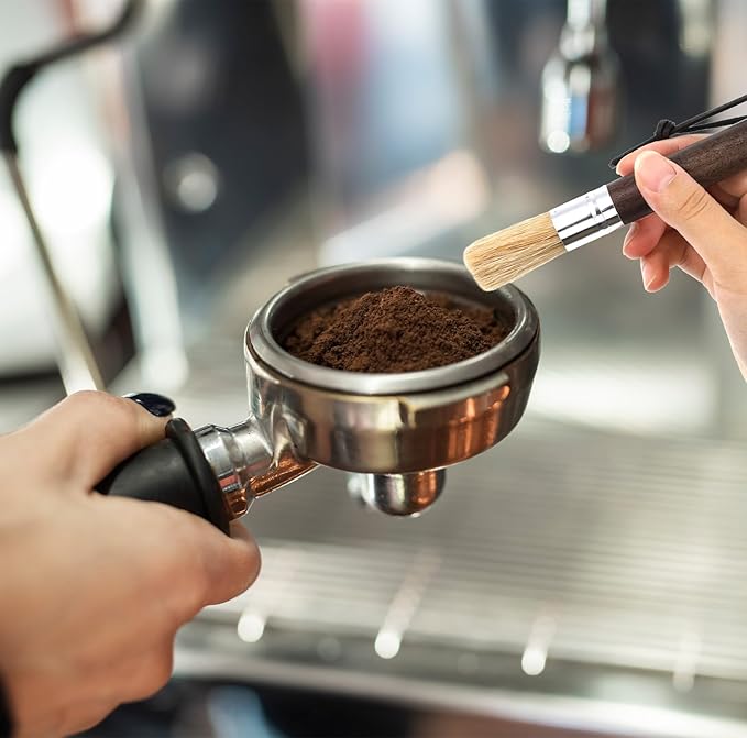 2 Pack Coffee Grinder Brush, Espresso Machine Brush with Wooden Handle and Natural Bristles, Coffee Grinder Cleaning Brush for Home Kitchen Espresso Machine Cleaner Tool