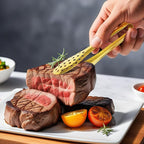 JCREN 12 Pack Mini Tongs - Small Stainless Steel Food Tongs for Serving Appetizers, Tea Party, Coffee, Desserts - 5 inch - Gold