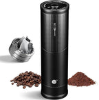 Electric Coffee Grinders, Portable Burr Grinder Capacity 50g w/Magnetic Cover,External Adjustable Setting, Aluminum Alloy Body, 800mAh Battery(Stand not Included) Black