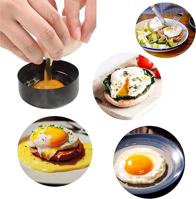 Folding Egg Poacher, Non-Stick Poached Egg Pan, Round Eggs Cooker with Oil Brush for Fried Pancakes Sandwiches Breakfast - 2 Packs