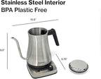1.0L 1500W Gooseneck Electric Kettle - Stainless Steel Interior - Rapid-Boil - Auto Shut-Off, Boil-Dry Protection, Temperature Control, LED Indicator - Silver by The Display Guys