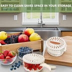 2 in 1 Draining and Preservation Basket,1QT(1000ML) Multipurpose Drain Basket with Lid & Foldable Handle,Fruit Strainer Container for Fridge Freshness,Outdoor Picnics