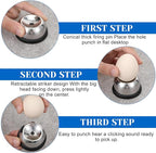 Stainless Steel Egg Piercer, Anti-Burst Egg Poker with Sturdy Base and Retractable Pin, Anti-rust Needle Eggs Piercer for Hard Boiled or Raw Eggs, Hole Seperater Bakery Kitchen Tools, Black