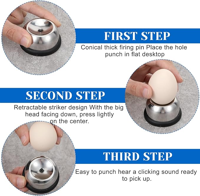 Stainless Steel Egg Piercer, Anti-Burst Egg Poker with Sturdy Base and Retractable Pin, Anti-rust Needle Eggs Piercer for Hard Boiled or Raw Eggs, Hole Seperater Bakery Kitchen Tools, Black