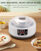 36 Hour Yogurt Maker, Automatic Digital Yoghurt Maker with Constant Temperature Control and Timer, Multifunctional Probiotic Yogurt Machine for Home Cheese, Fruit Wine (With 4 Glass Jars 42 Ozs)