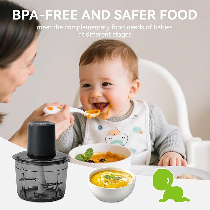 Meat Grinder Electric, 2.2L Stainless Steel Food Processor and Chopper with 4 Sharp Blades, 350W, 2 Speed Modes, for Meat, Baby Food, Vegetables, Fruits, Nuts,8 Cups, Black