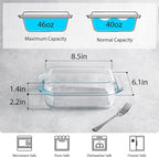 NUTRIUPS 1.4QT Small Glass Casserole Dish With Lid, 8.5×6.1in Rectangular Casserole Dish for Oven