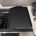 17" x 13" Cast Iron Griddle, Universal Stove Top Griddle Gas Grill Griddle Insert for Charbroil Nexgrill Parts Charcoal Cooking Plate Outdoor Camping Tailgating Teppanyaki BBQ Accessory