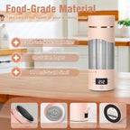 Travel Electric Kettle Portable Mini Kettle,Small Hot Water Boiler with 4 Temperature Settings,304 Stainless Steel,Fast Boiling Water with Auto Shut-Off and Boil Dry Protection (Pink, 400ml)